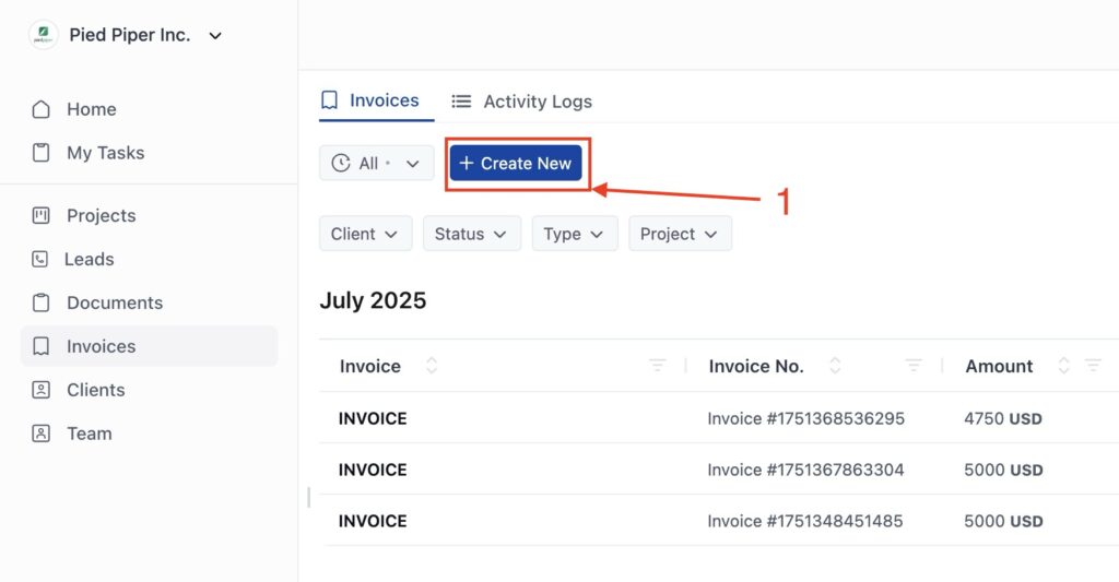 Create a new invoice