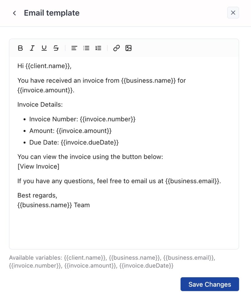 email template content