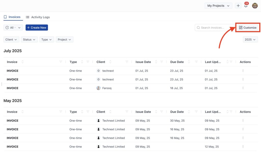 onesuite invoice settings and customizations