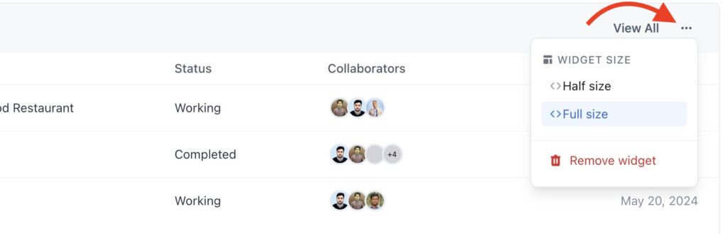 Widget actions