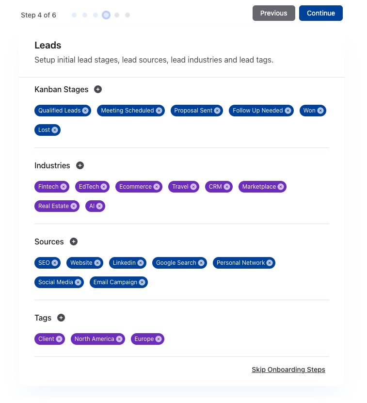 Customize lead stages