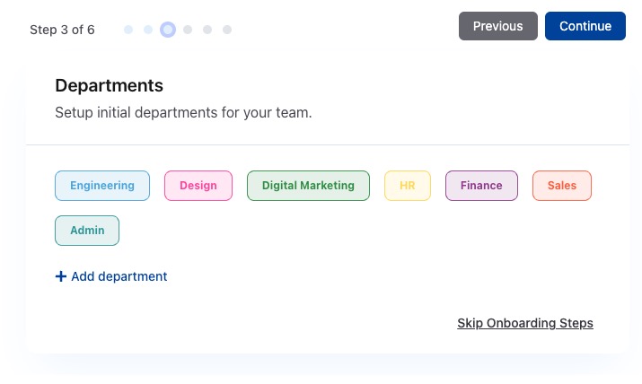 Customize Department setup