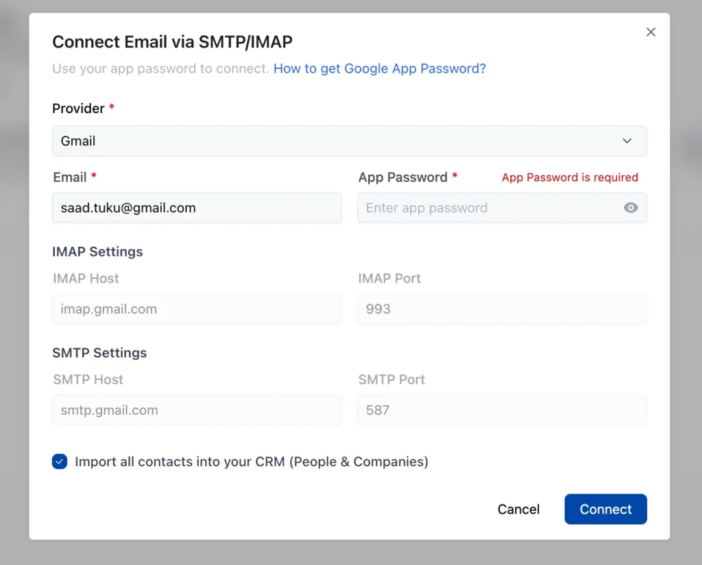 Connect E-mail Via SMTP