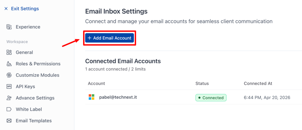 Email Inbox Settings