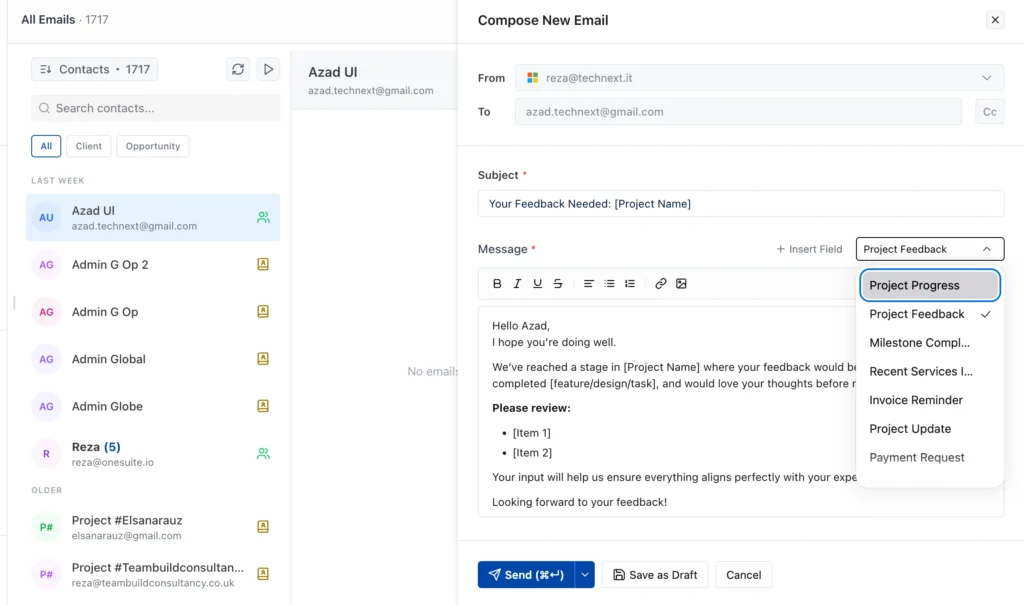 compose email from template
