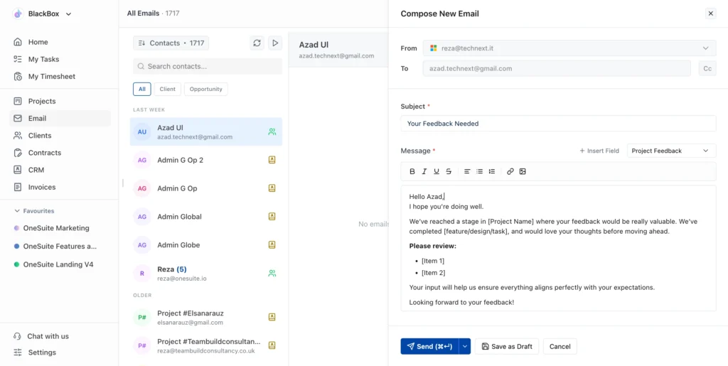 compose new e-mail screen