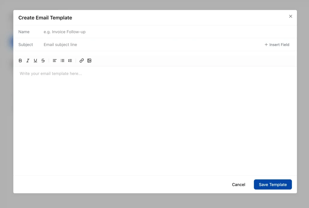 create e-mail template form