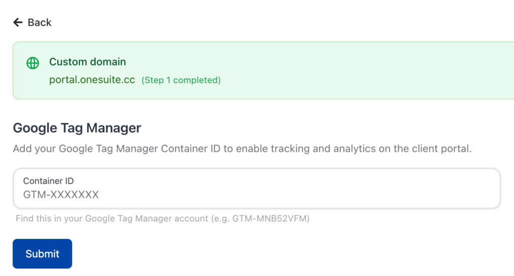 Google Tag Manager Container ID   