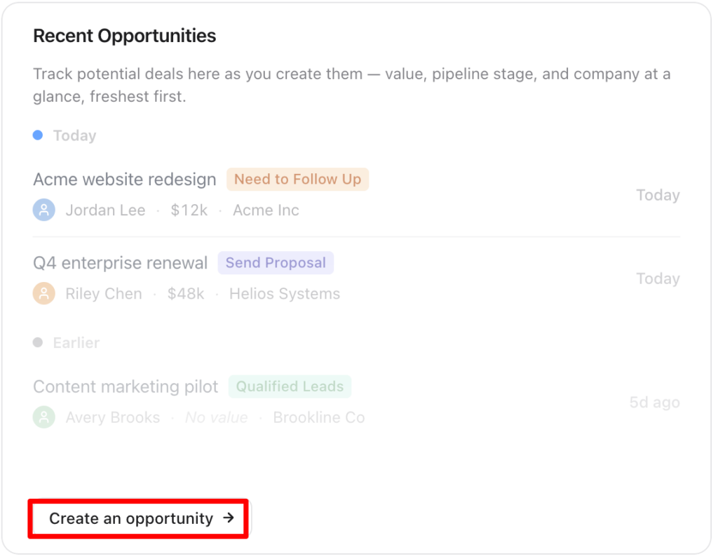 Recent Opportunities